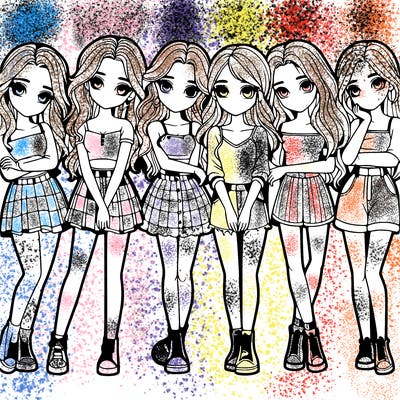 a group of girls realistic