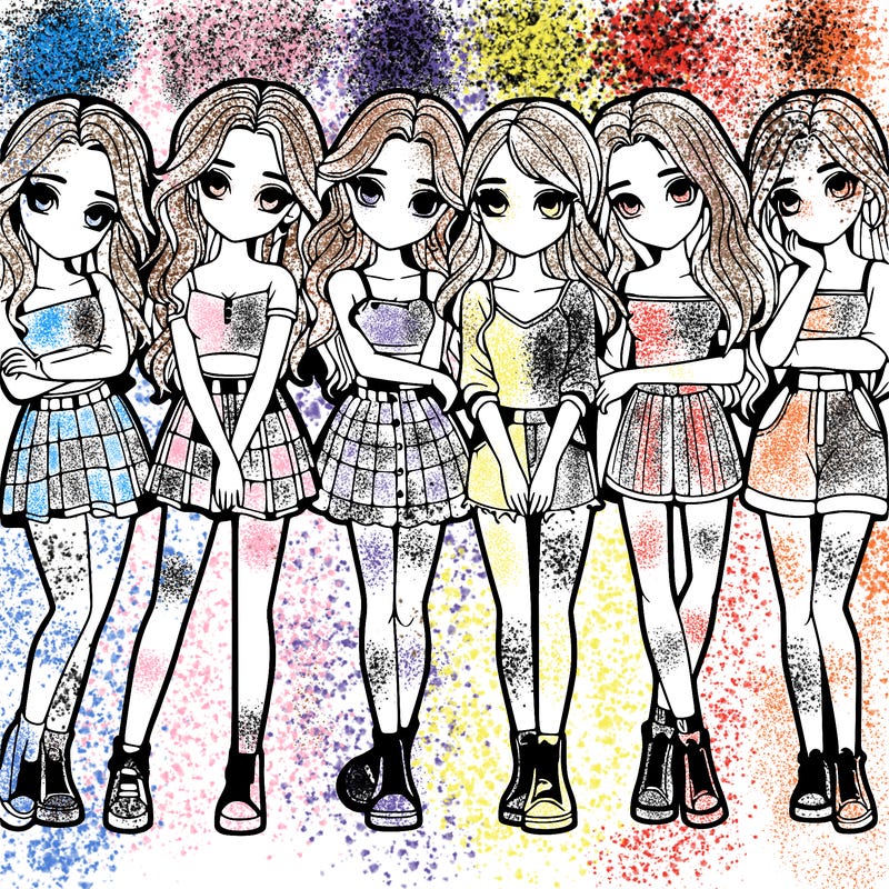 a group of girls realistic