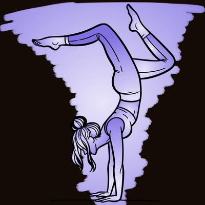 a woman doing a handstand
