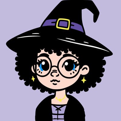 a black person who is a witch and has glasses