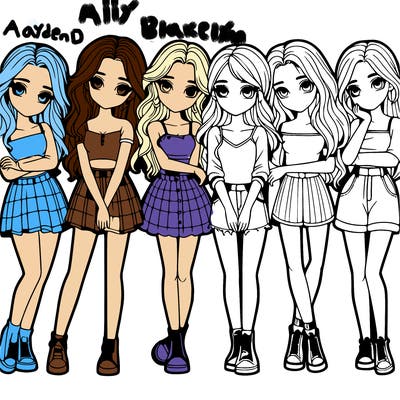 a group of girls realistic