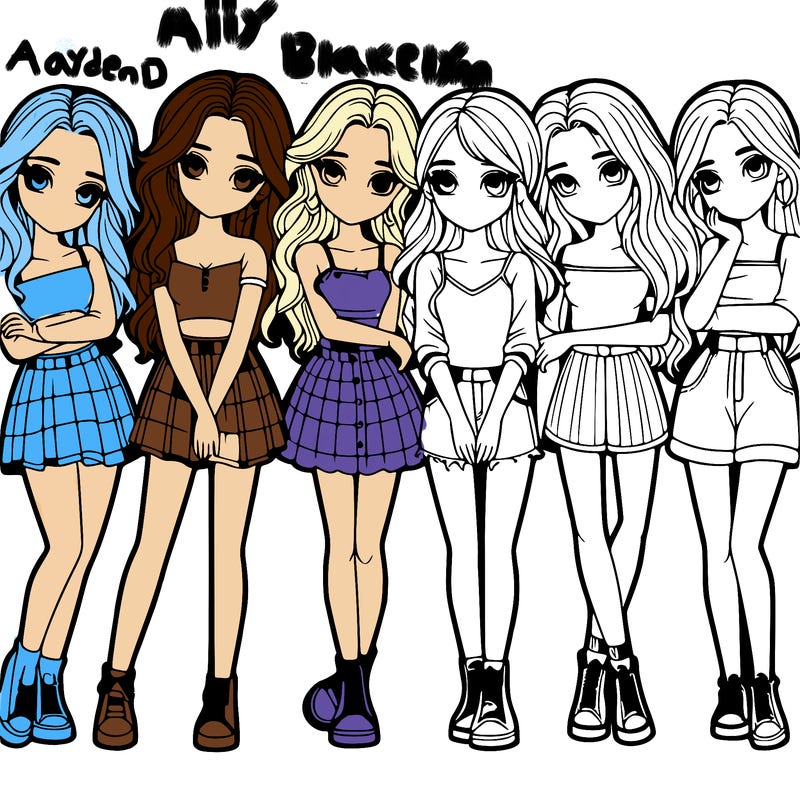 a group of girls realistic