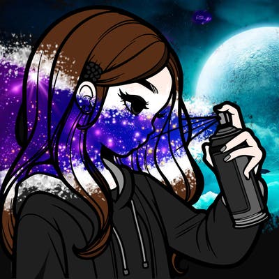 a realistic girl spray painting