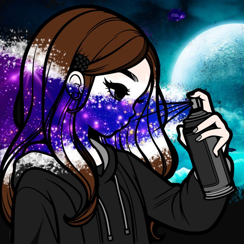 a realistic girl spray painting