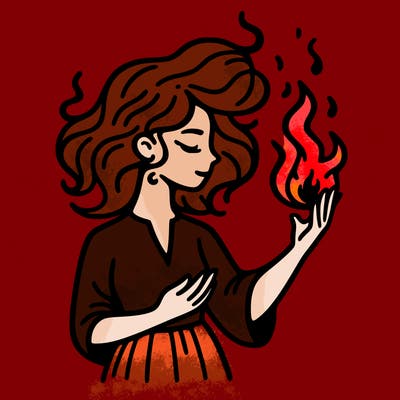 woman with fire