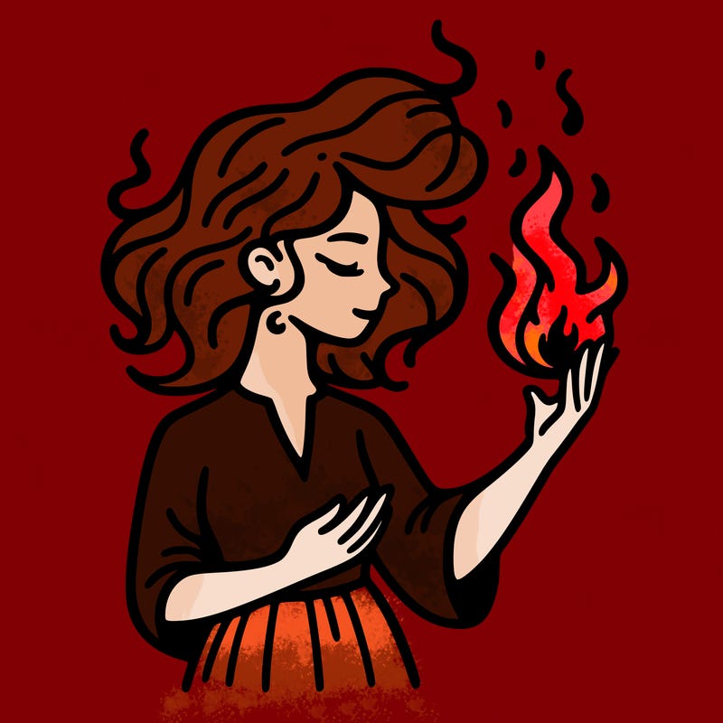 woman with fire