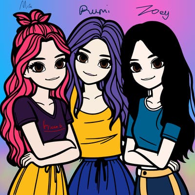 three girls together realistic