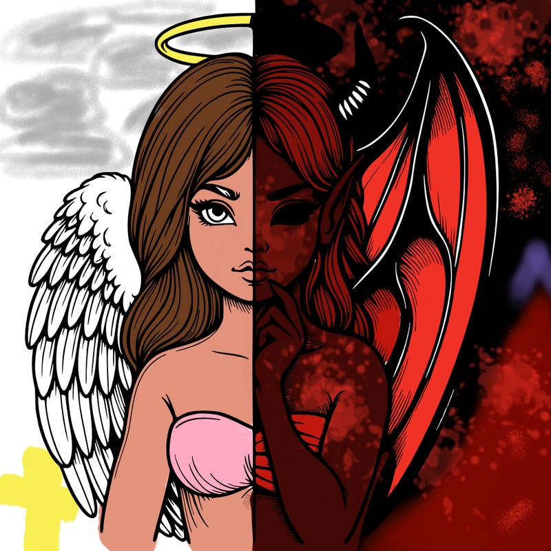 realistic angel half demon