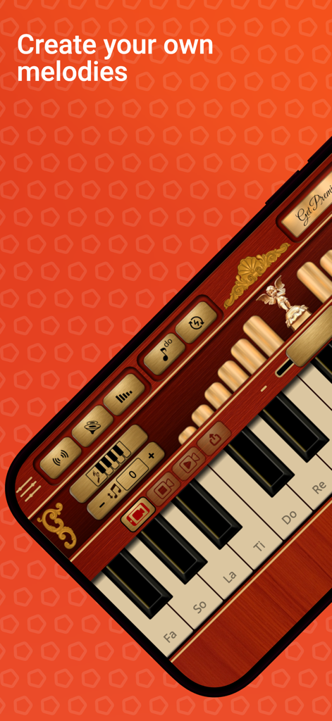Street Organ - Digital street organ interface with piano keys and vintage wooden design for creating melodies