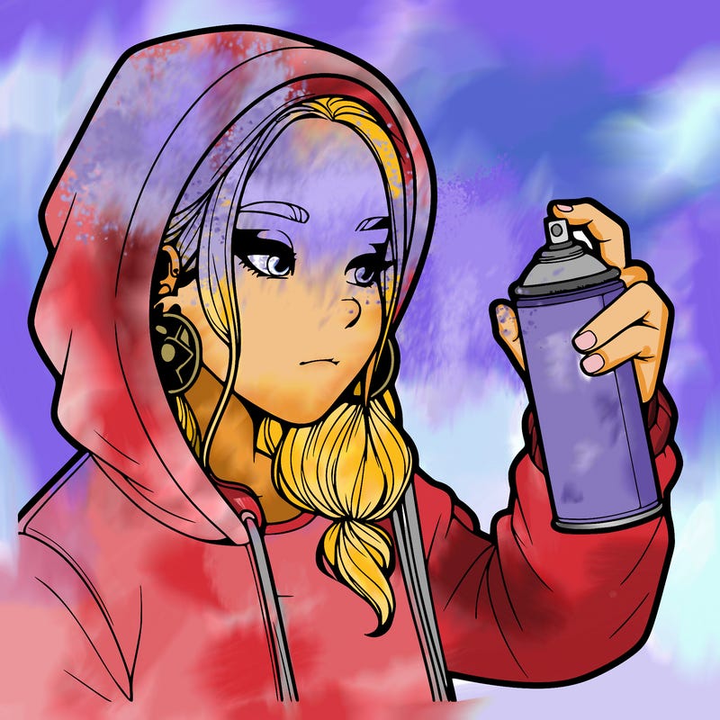 a realistic girl, spray painting
