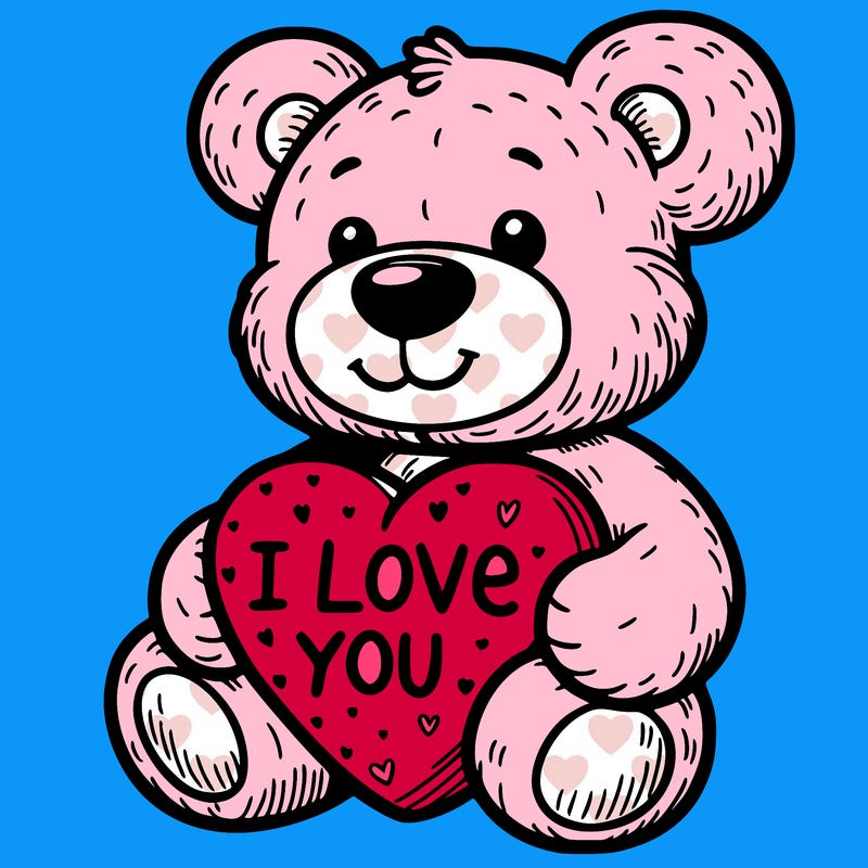 teddy bear holding an i love you heart
