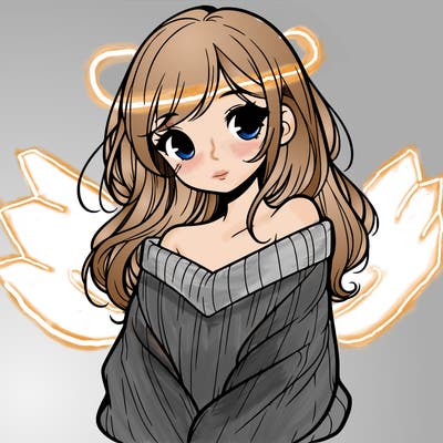 shy pretty girl wearing a sweater that is falling off one shoulder portrait