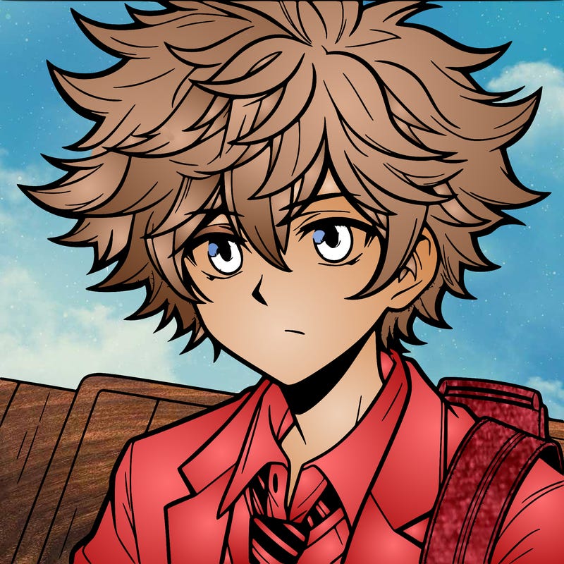 manga character boy with large hair