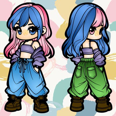 girl in crop top and baggy pants