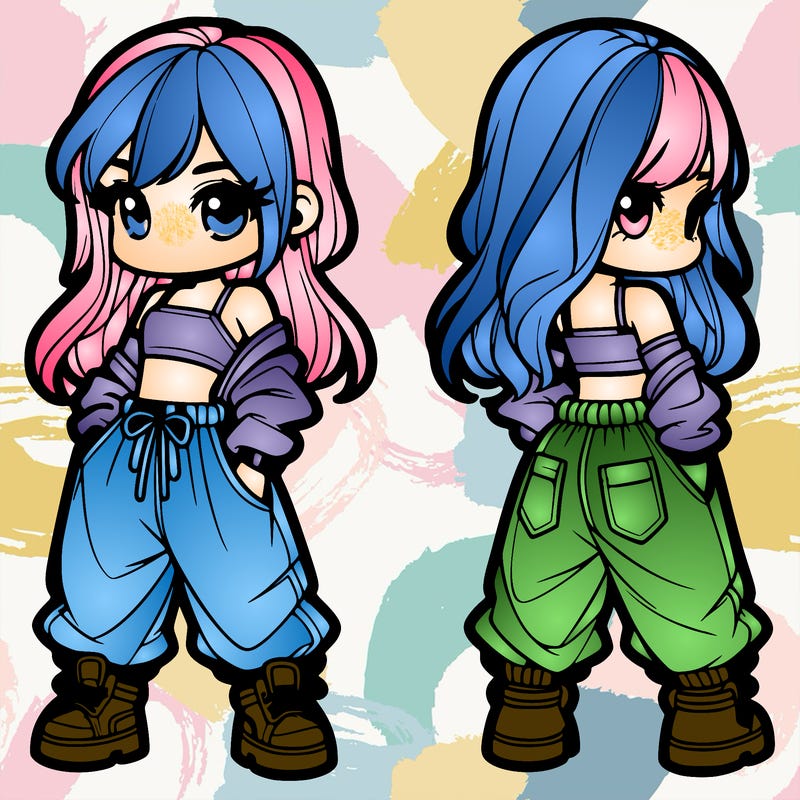 girl in crop top and baggy pants