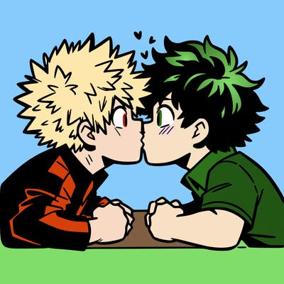 bakugou and deku smooching