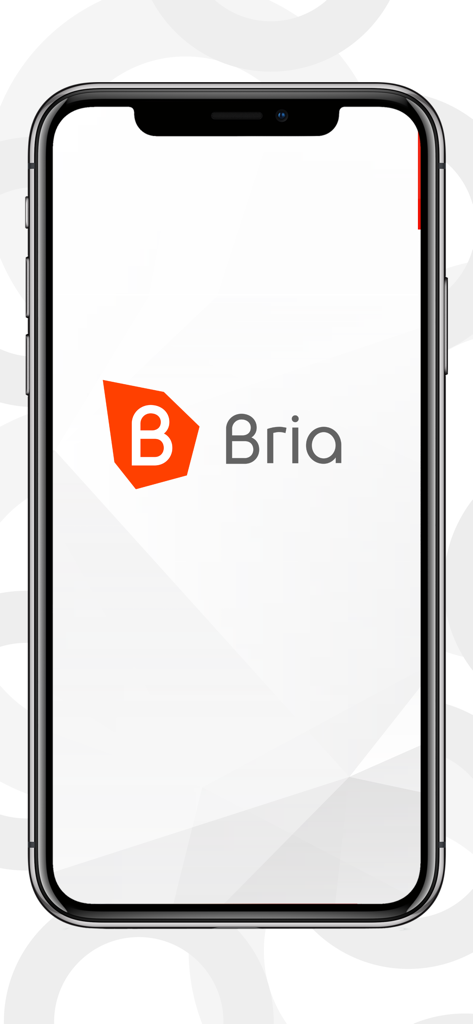 Splash screen of the Bria Enterprise app on an iPhone featuring the company logo.