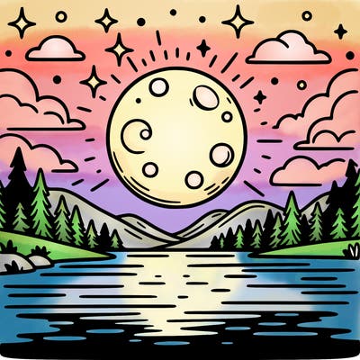 moonlight shining on a lake