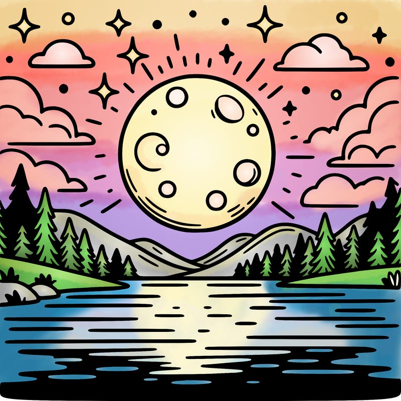 moonlight shining on a lake