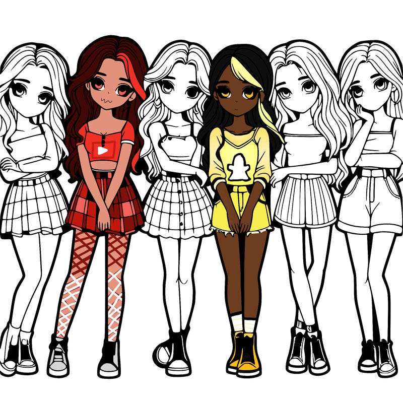 a group of girls realistic