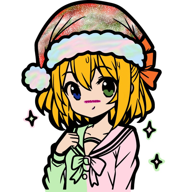 anime girl wearing a santa hat