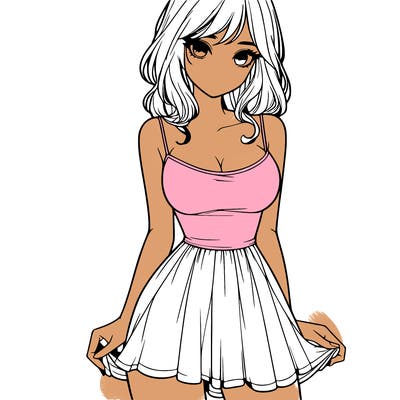 realistic girl in short dress