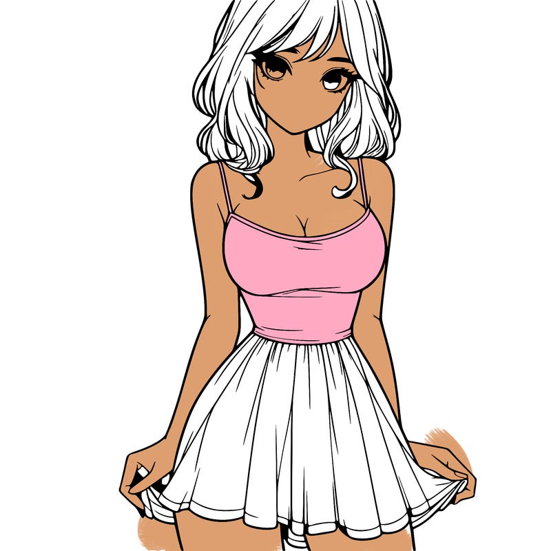 realistic girl in short dress