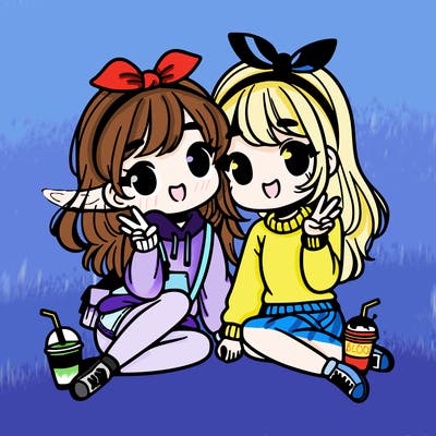 two hirl besties
