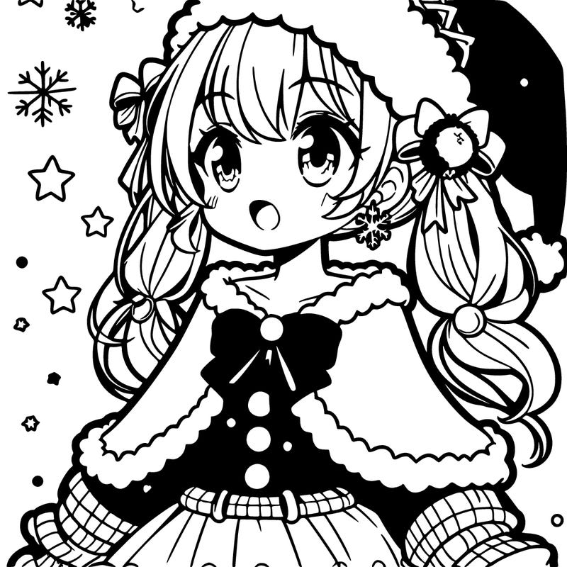 a girl in christmas clothes in anime