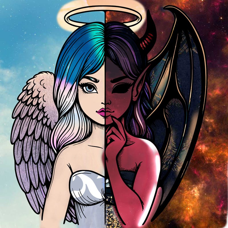realistic angel half demon