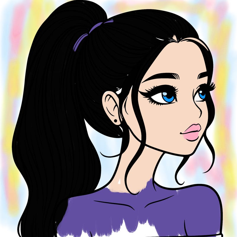 a beautiful and realistic girl with a high pony tail