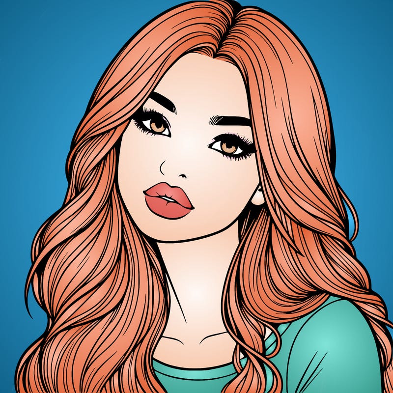 realistic girl with hair on her hair and lips