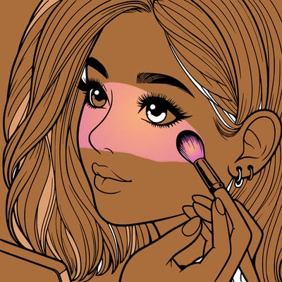 a realistic girl doing her makeup