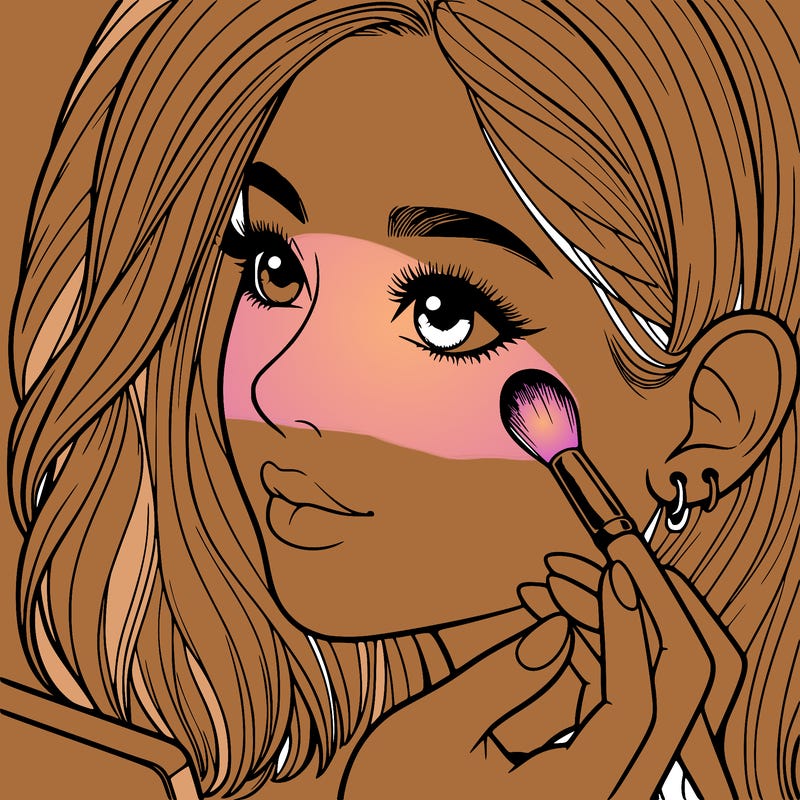 a realistic girl doing her makeup