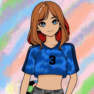 realistic girl wearing soccer jersey