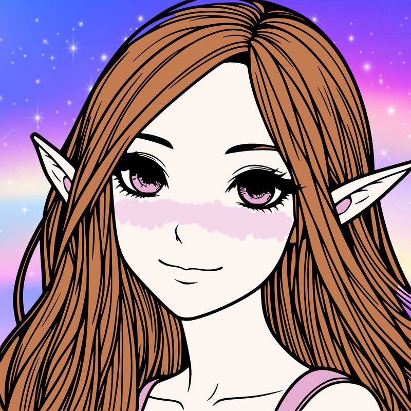 realistic girl with long hair and pointy ears