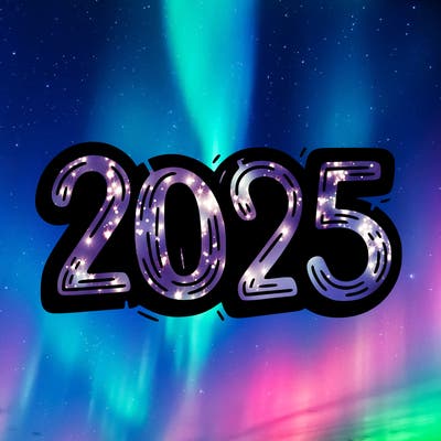 one line scrawled numbers sketch design “2025”