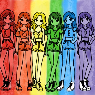 a group of girls wearing crop tops and shorts