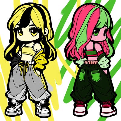 girl in crop top and baggy pants