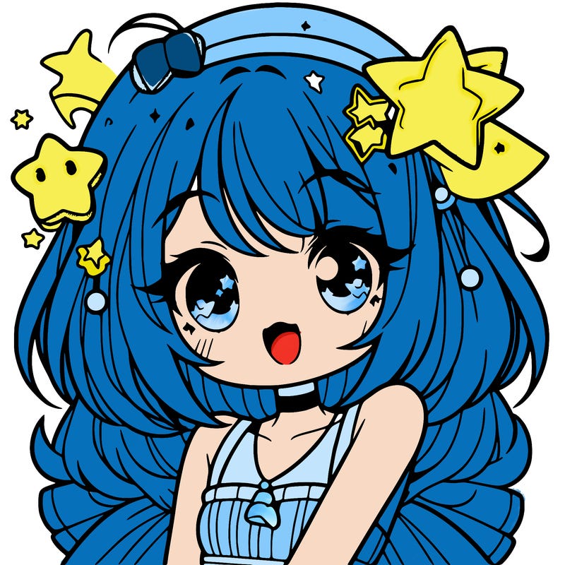 cute anime girl with star accessories