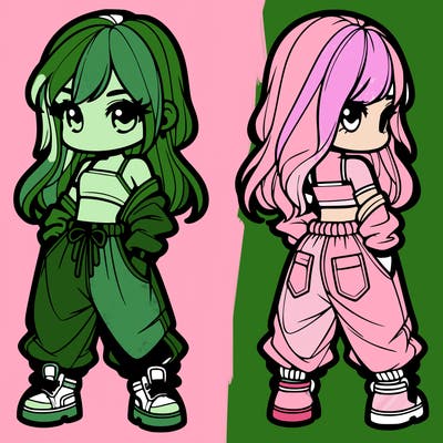 girl in crop top and baggy pants