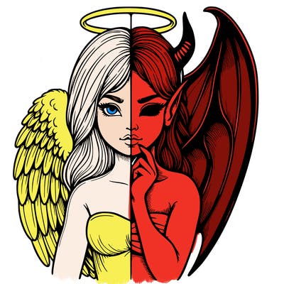 realistic angel half demon