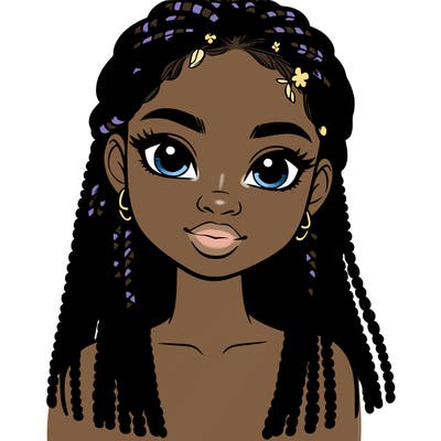 a realistic black girl with braids