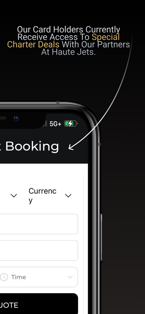 Private jet booking and charter deals in the bblack app for card members