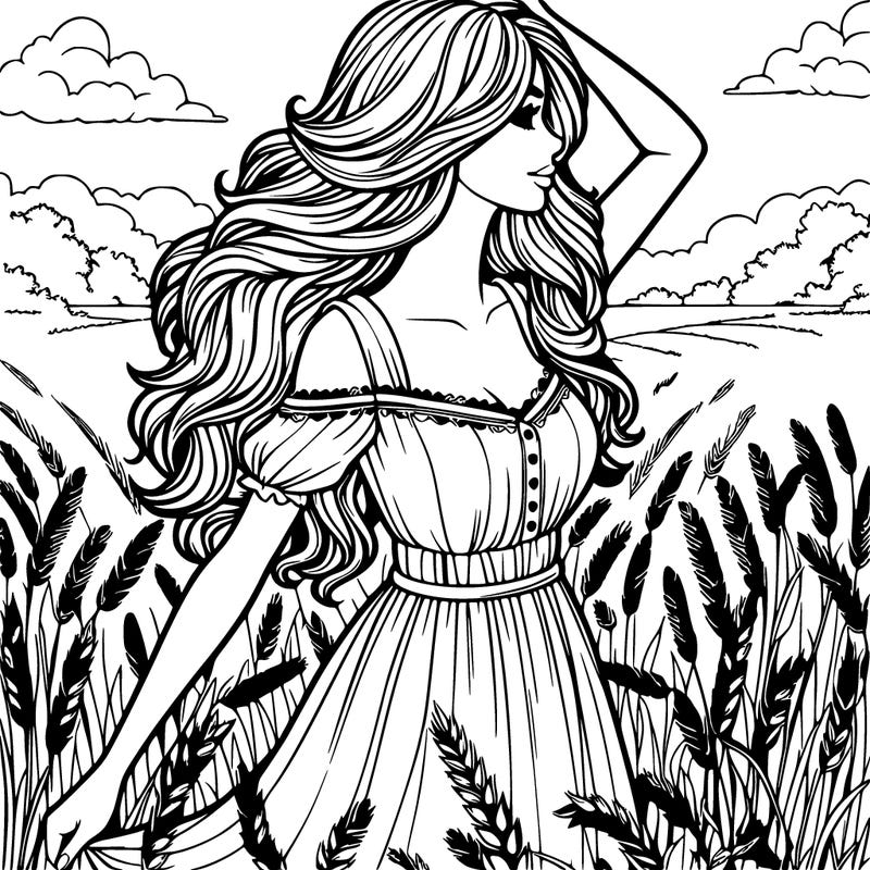 woman wearing dress in field realistic