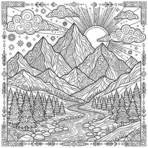 Mountain Line Art Patterns