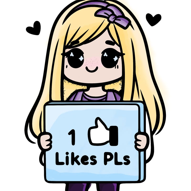 girl holding a sign saying 10 likes pls