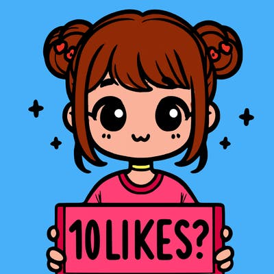 cute girl that is holding a sign that says 10 likes?