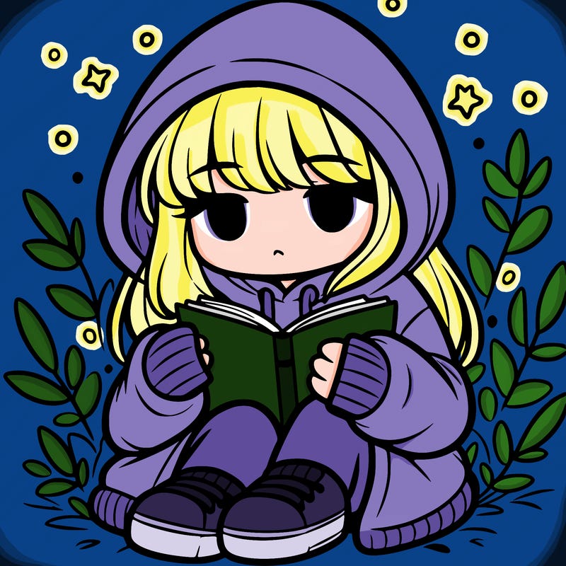 girl in oversized hoodie reading a book