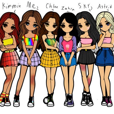 a group of girls realistic